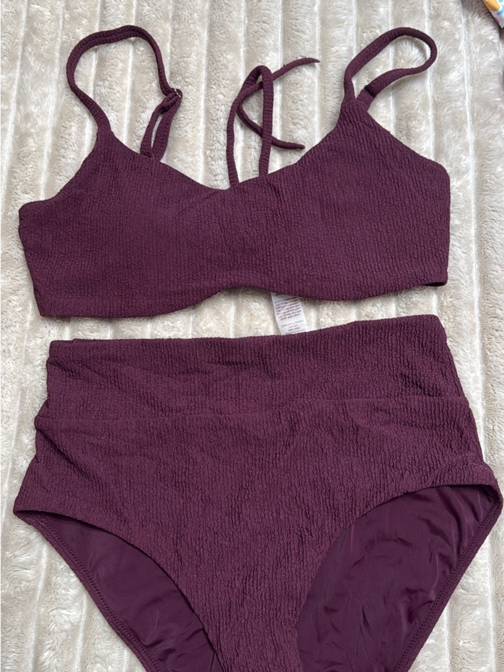 Calia small Women's Textured Two-Piece Intimate Set in Deep Plum